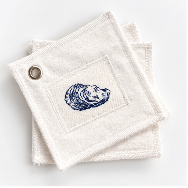 Coastal Canvas Oyster Coasters - Set of 4