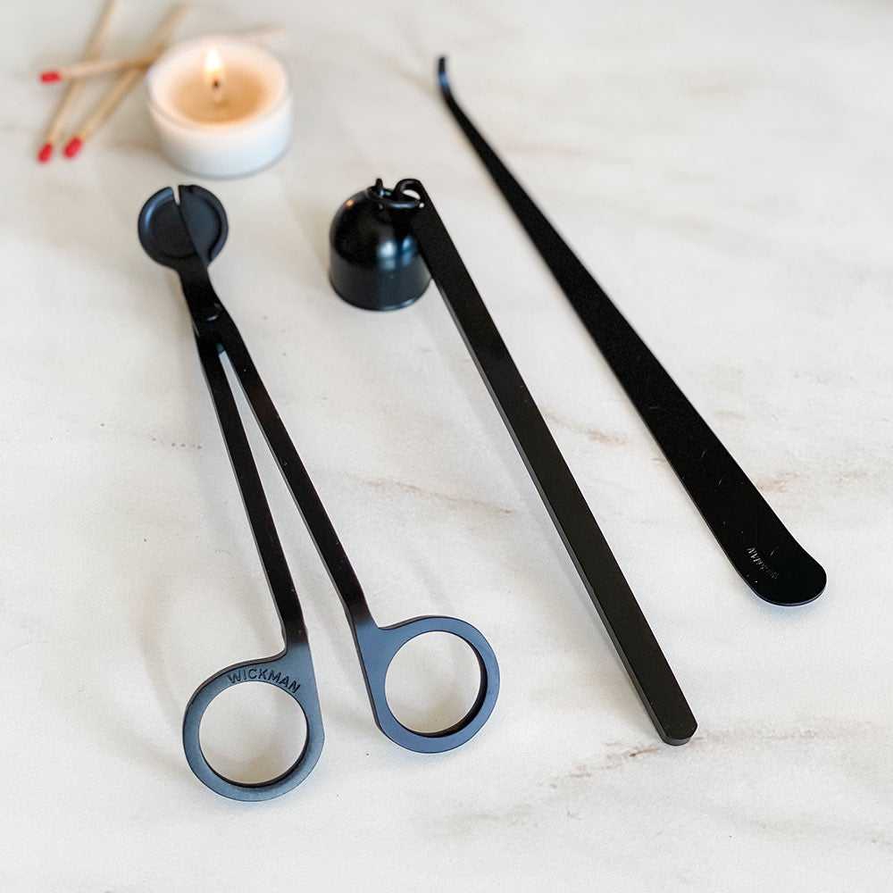 Matt Black Wick Trimmer Set, candle snuffer, candle dipper, candle wick trimmer, candle trimmer, candle tools, gift set, candle gift Eastern Shore Co and Wickman
