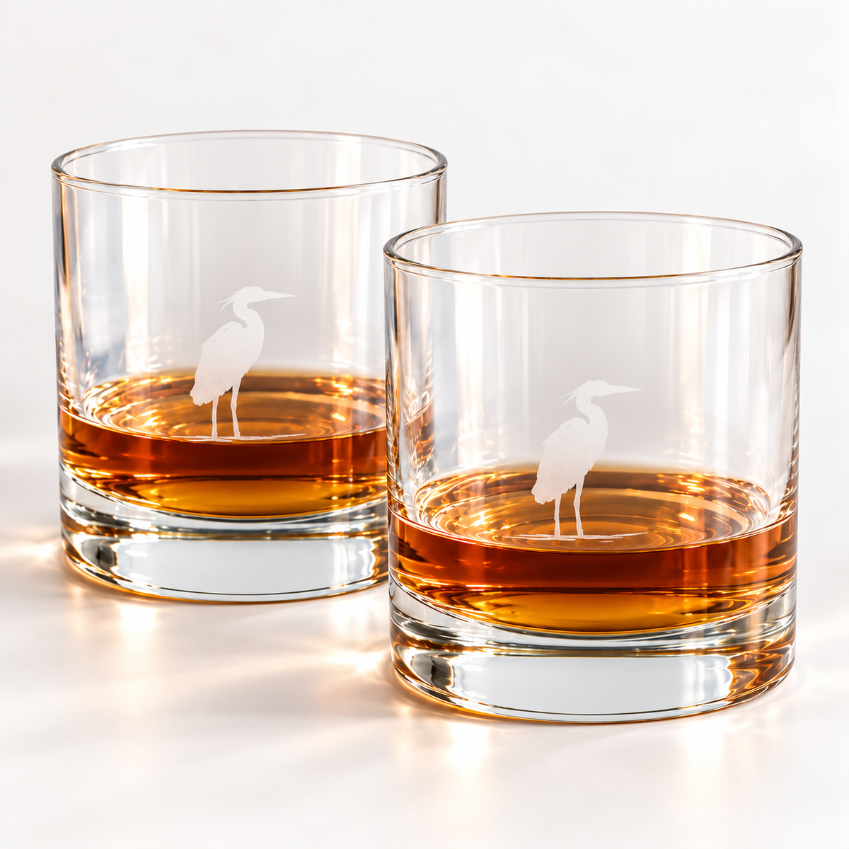 Custom Etched Heron Tumbler Glass Sets