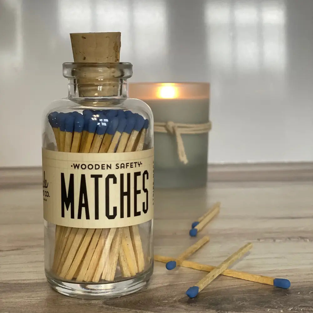 FULL OF FIRE WOODEN STICKS 3 1/2 inch Wooden matches, long stem wooden matches, color match sticks, bottled matches, bottled wooden matches, apothecary jar matches, vintage style matches