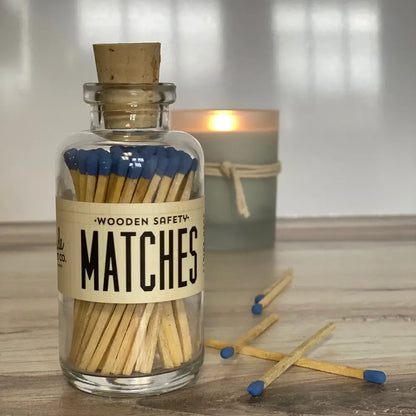 FULL OF FIRE WOODEN STICKS 3 1/2 inch Wooden matches, long stem wooden matches, color match sticks, bottled matches, bottled wooden matches, apothecary jar matches, vintage style matches
