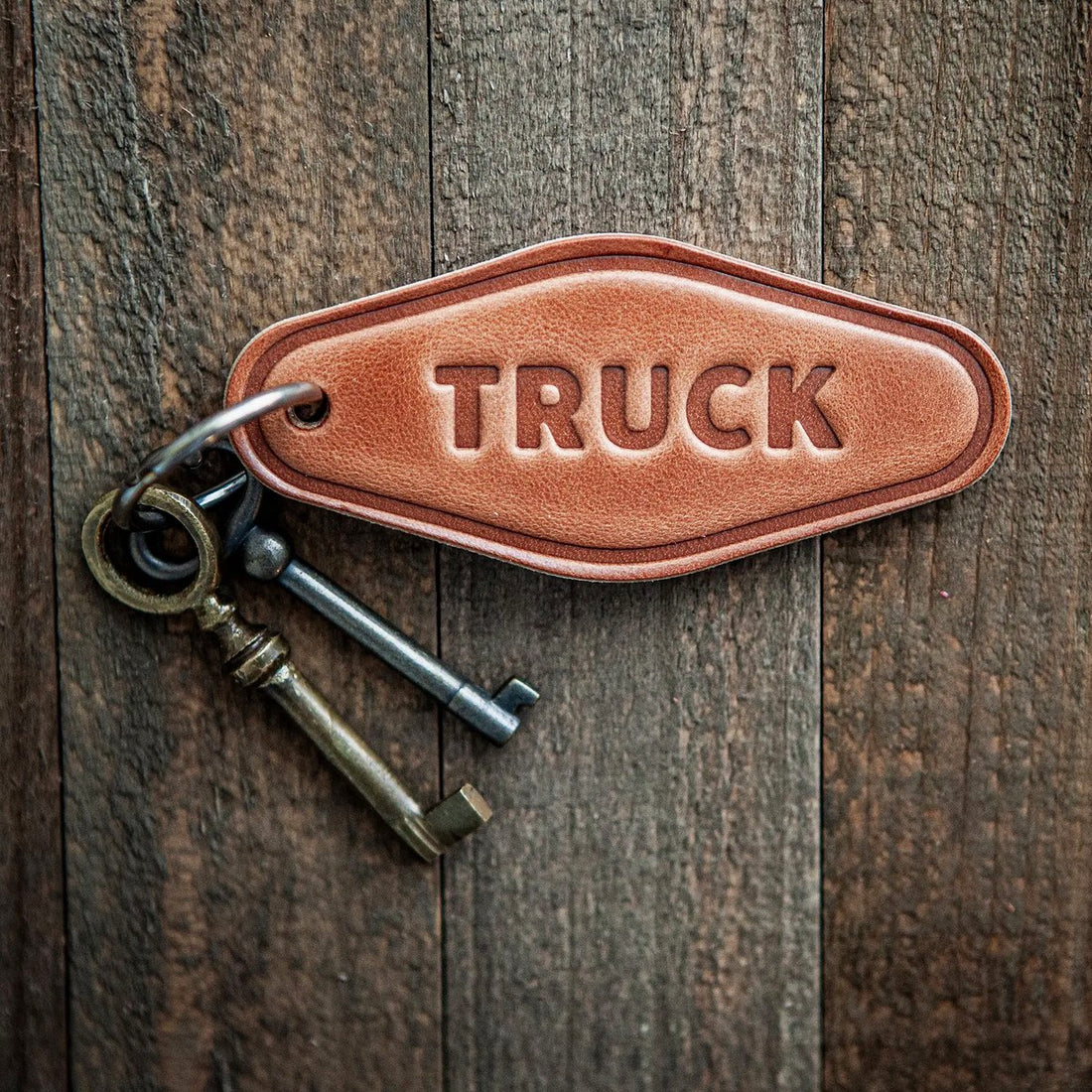 New! TRUCK Hand-Stamped Leather Key Fob