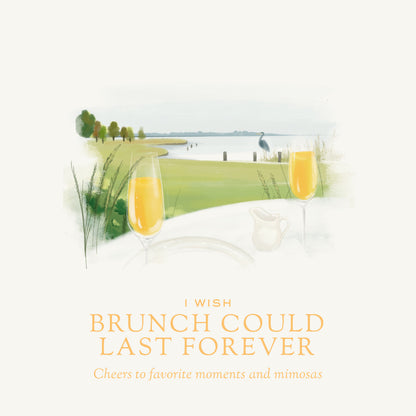 I Wish Brunch Could Last Forever Candle illustration, Eastern Shore Co, Brunch, champagne, citrus, orange, cheers, bridesmaid, wedding gift, bridesmaid gift, crisp citrus, sparkling champagne, brunch candle, Scented candle, coconut soy wax, coastal candle, eastern shore, Chesapeake Bay, luxury candle, hand-poured in very small batches, Maryland, Virginia