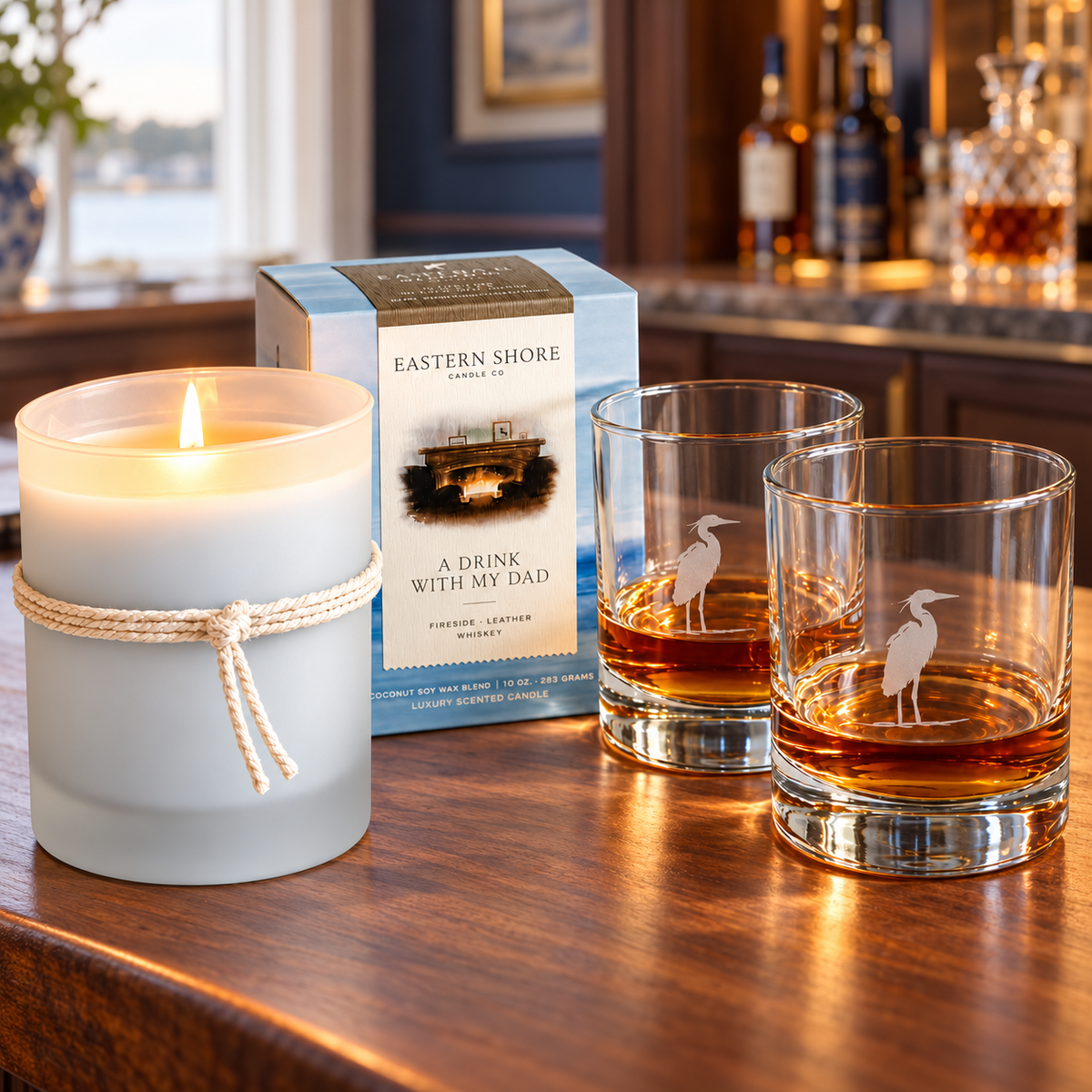 A Drink with My Dad Candle &amp; Glasses Gift Set
