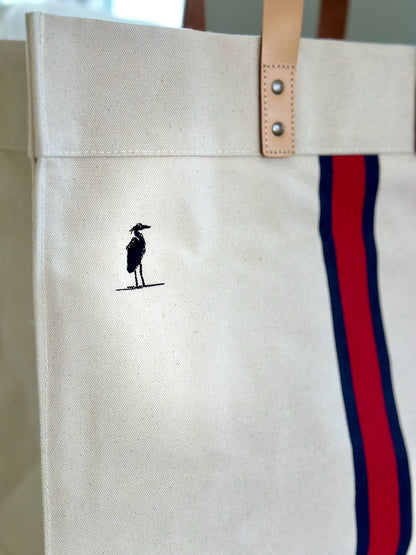Large Box Tote Bag with Red Stripe