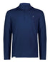 Navy long-sleeve athletic quarter zip with a small heron embroidered on chest. Three season quarter zip jacket. Pullover. Eastern Shore Co. Golf jacket, sailing jacket, boat jacket