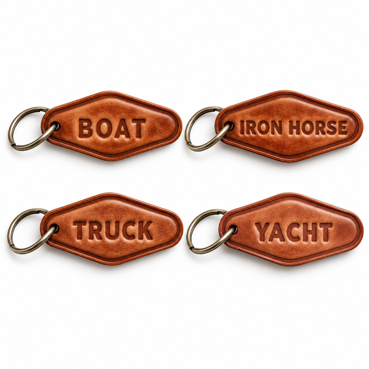 Hand-Stamped Leather Key Fobs