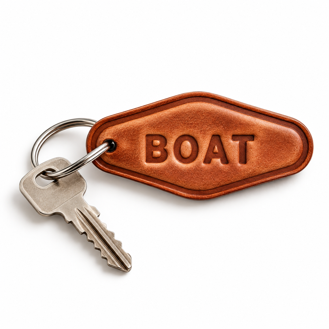 BOAT Hand-Stamped Leather Key Fob