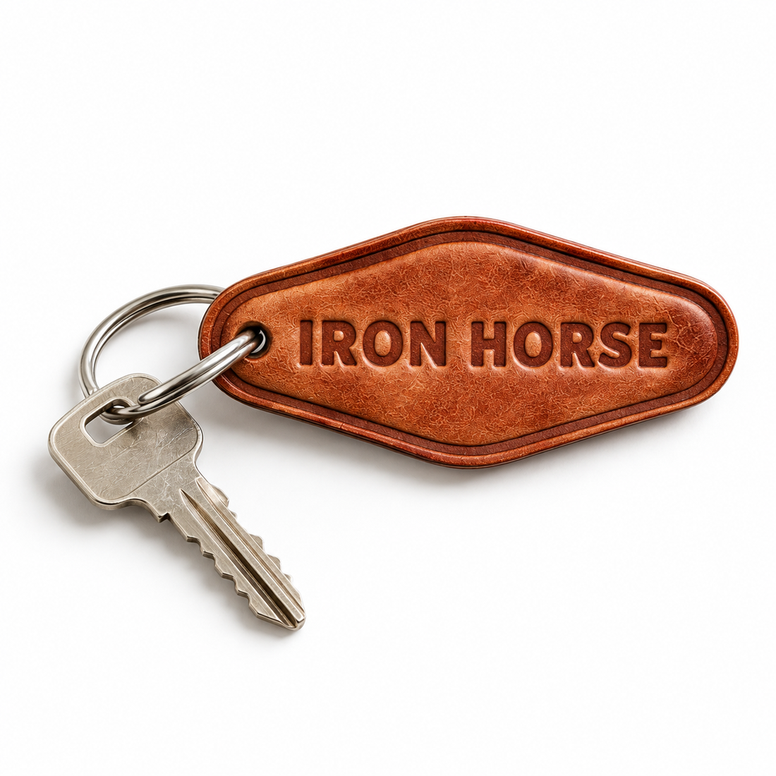 IRON HORSE Hand-Stamped Leather Key Fob