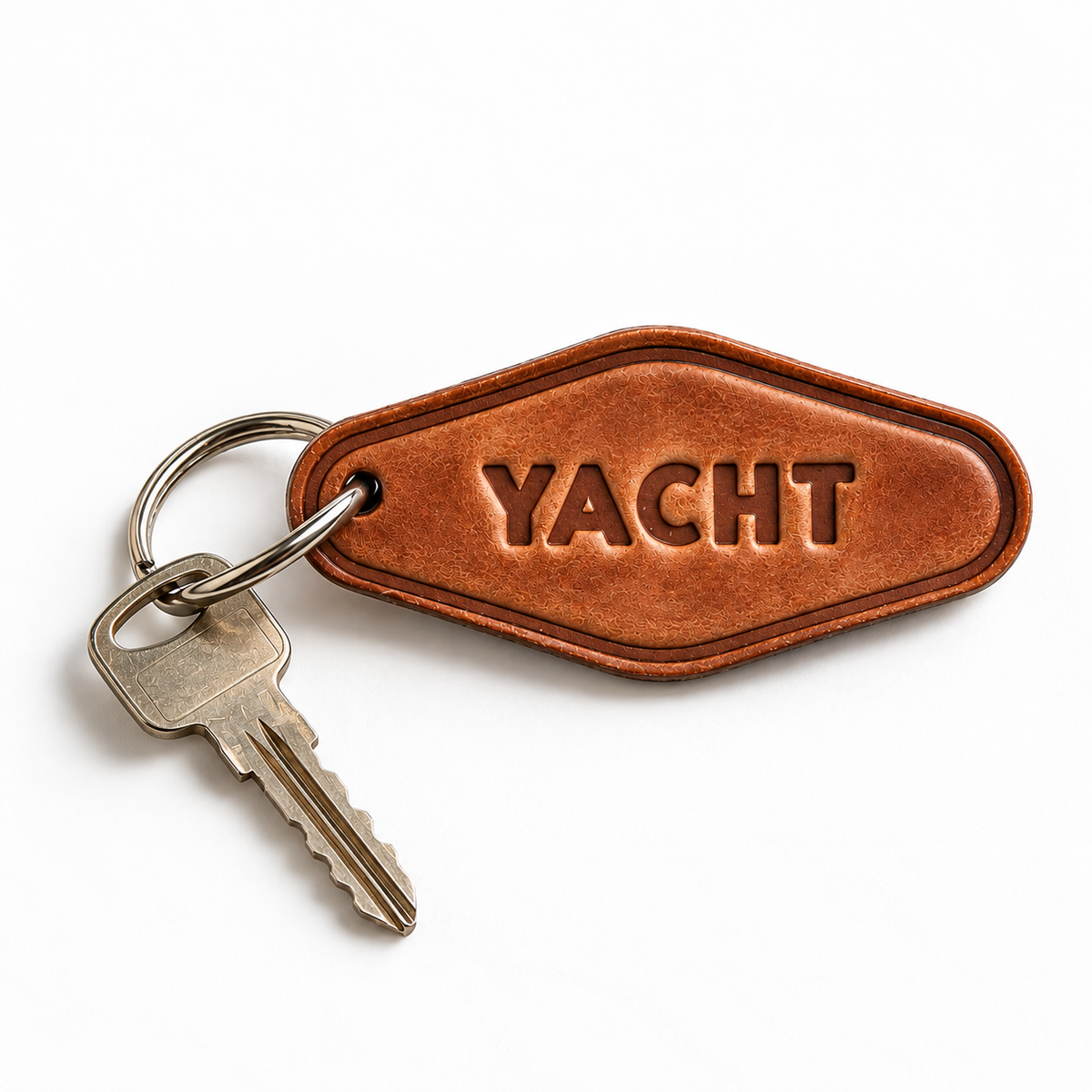 YACHT Hand-Stamped Leather Key Fob